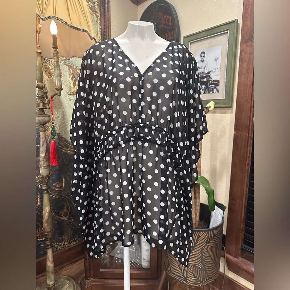 Lane Bryant Black and White Polka Dot Top